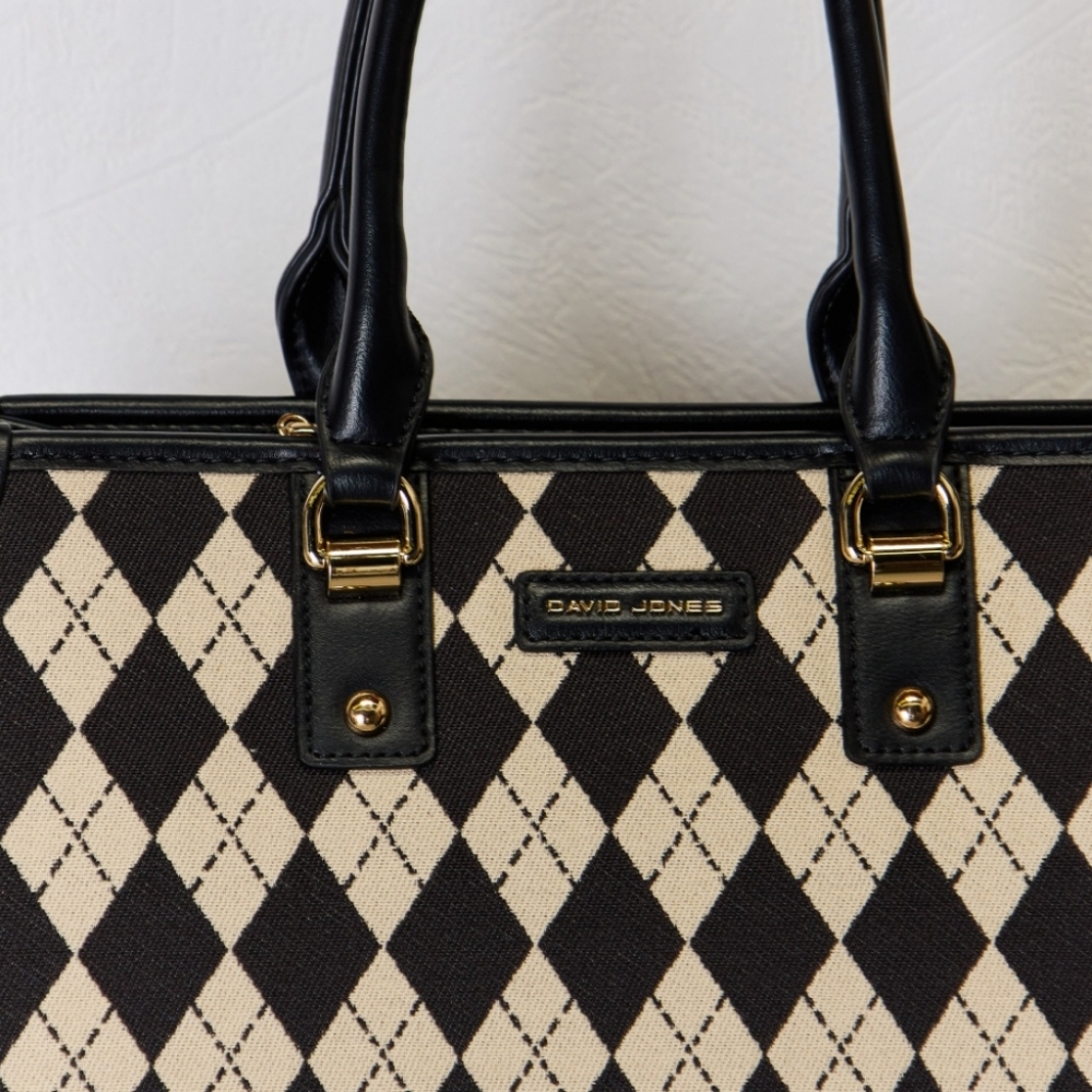 David Jones Argyle Pattern PU Leather Handbag - Picture 4 of 7
